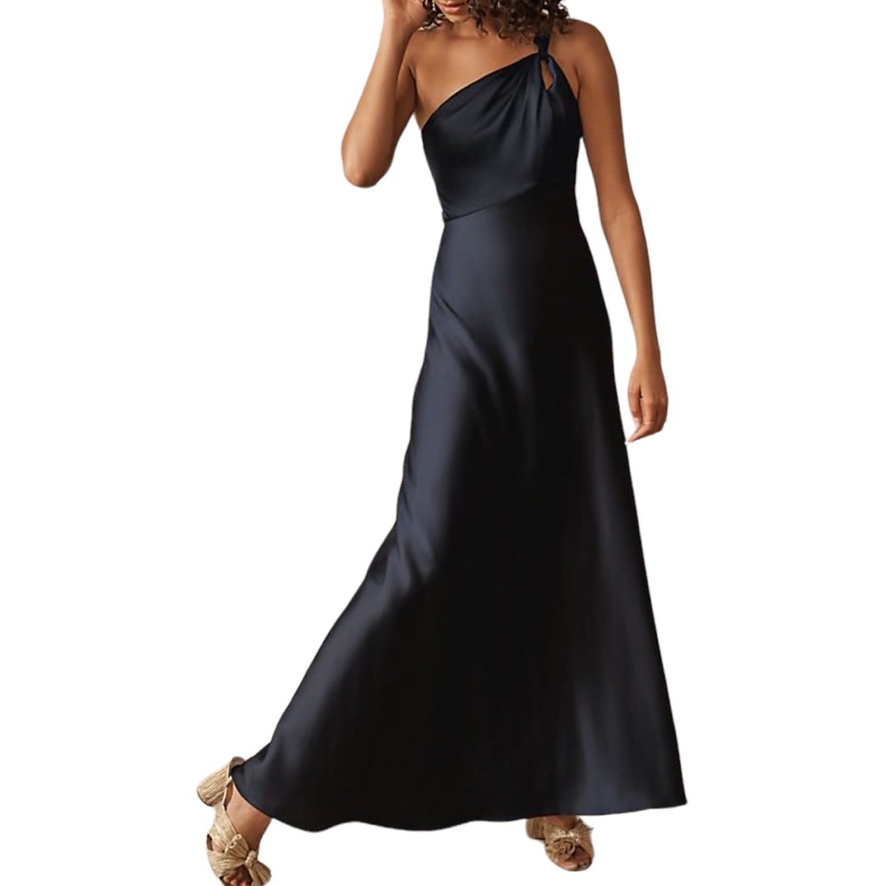BHLDN Ashland Satin Charmeuse Dress in Navy Size 0 NWOT
